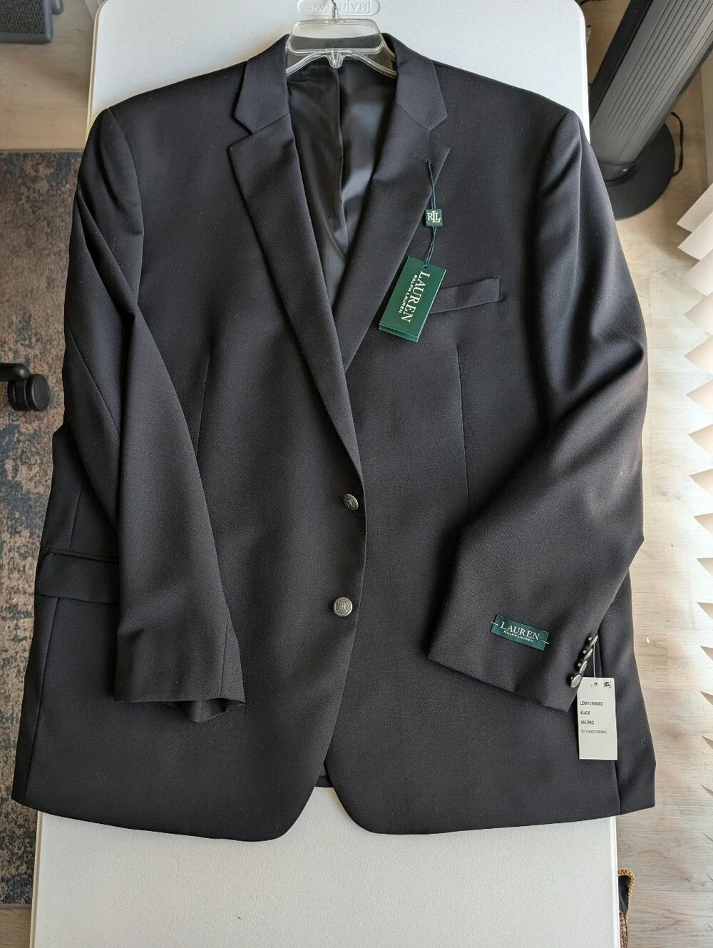 Lauren Ralph Lauren Black Men's Two-Button Sport Coat Blazer 50L Lewis Ultraflex